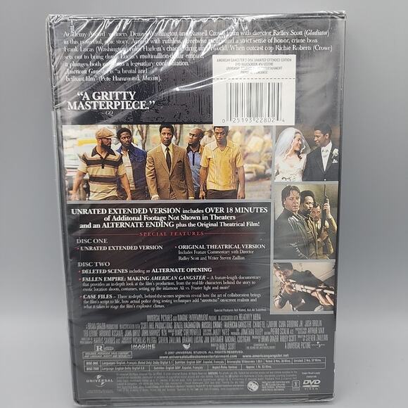 American Gangster 2-Disc Unrated Extended Edition DVDs Factory Sealed - Picture 2 of 8
